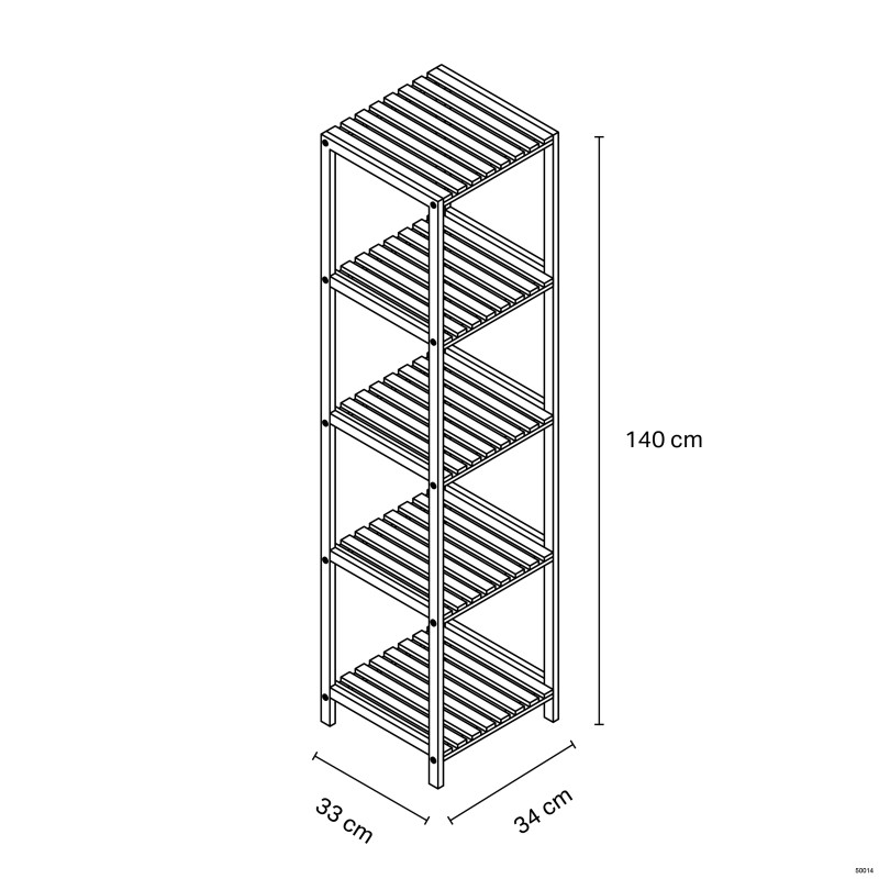 Etagère 5 Niveaux Bambou & MDF Blanc MSV