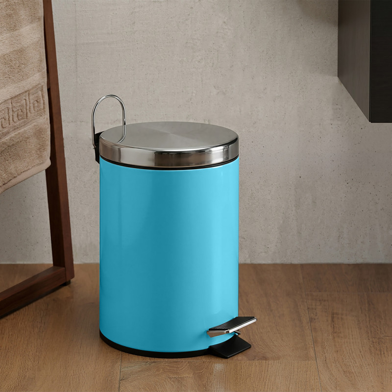 Poubelle à  pédale Inox 5L Bleue MSV