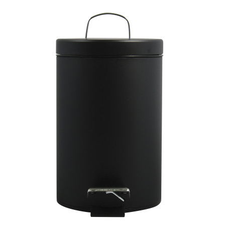 MSV Poubelle à  pédale Acier 3L Noir Mat