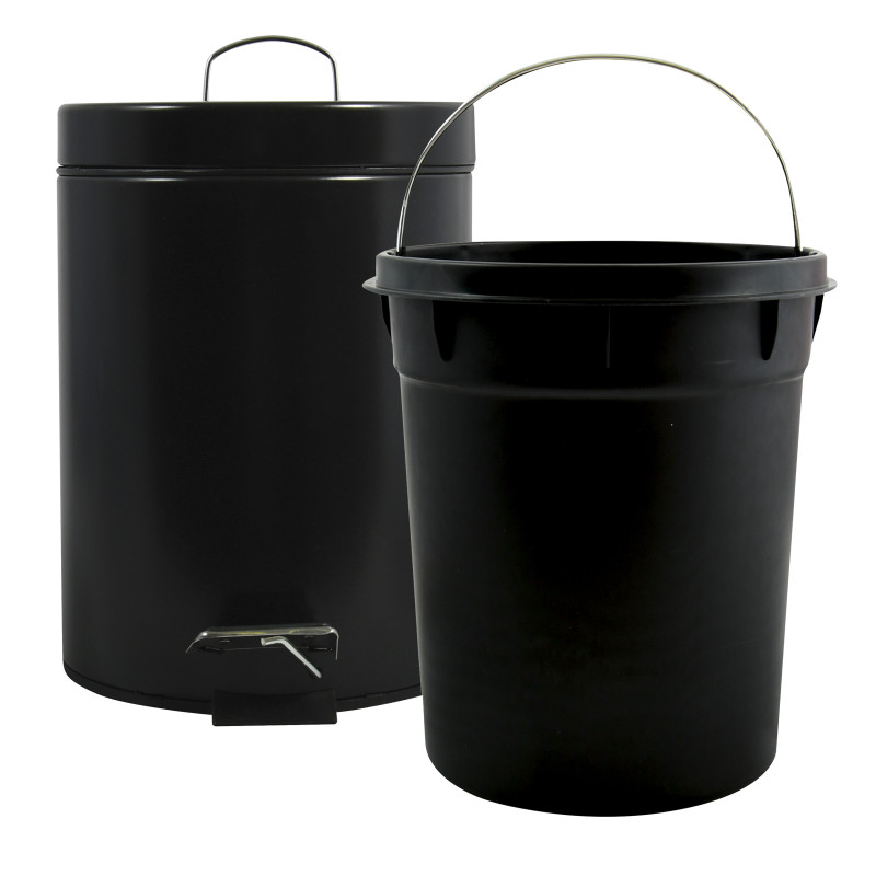 Poubelle à  pédale Inox 5L Noir MSV