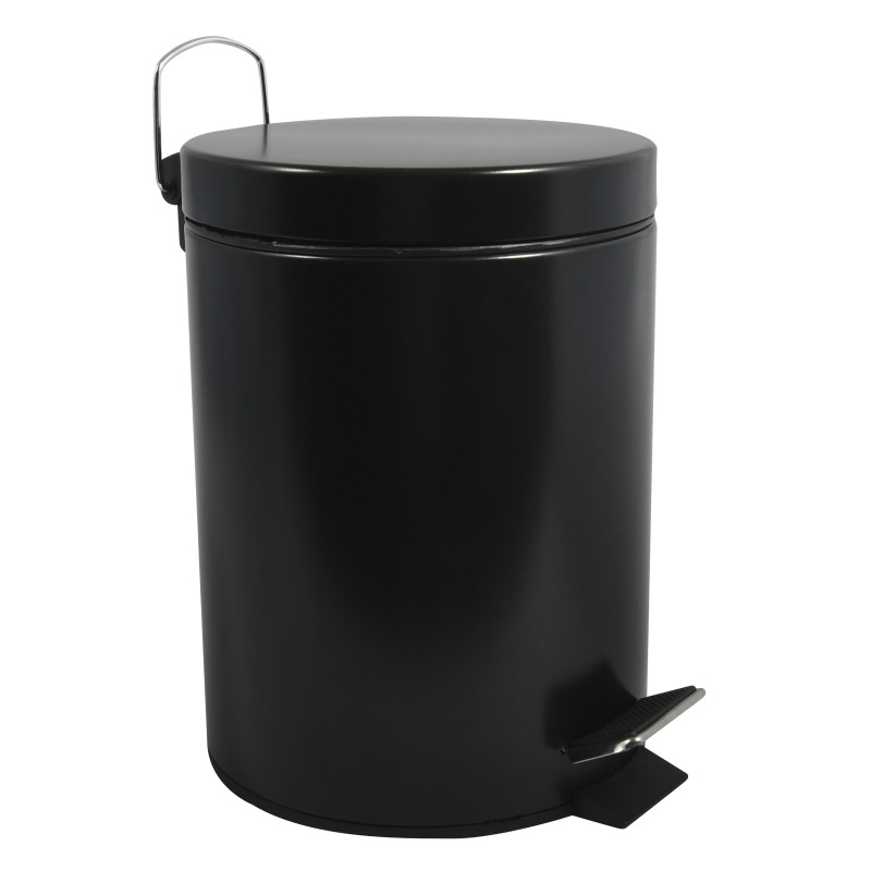 Papelera con pedal de acero inoxidable 5L negro MSV