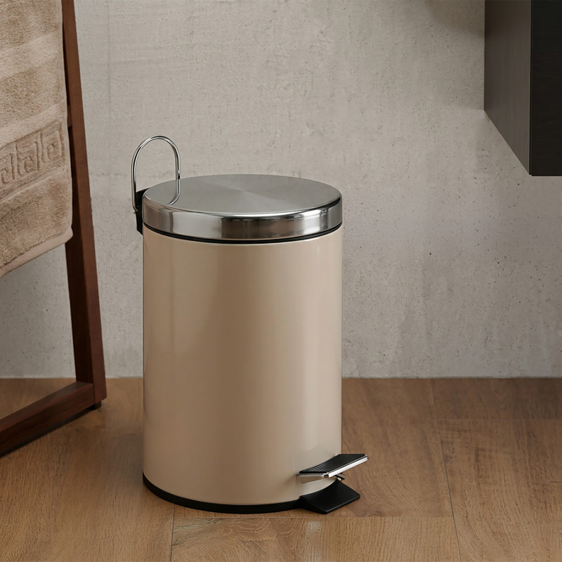 Poubelle à  pédale Inox 3L Beige MSV