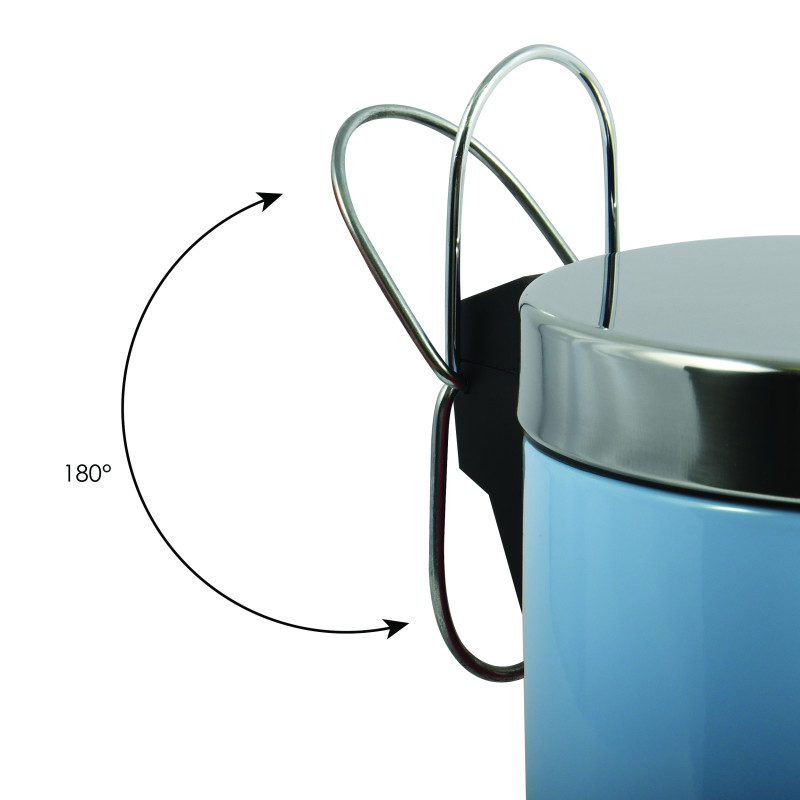 Papelera con Pedal Acero Inoxidable 3L Azul Pastel MSV