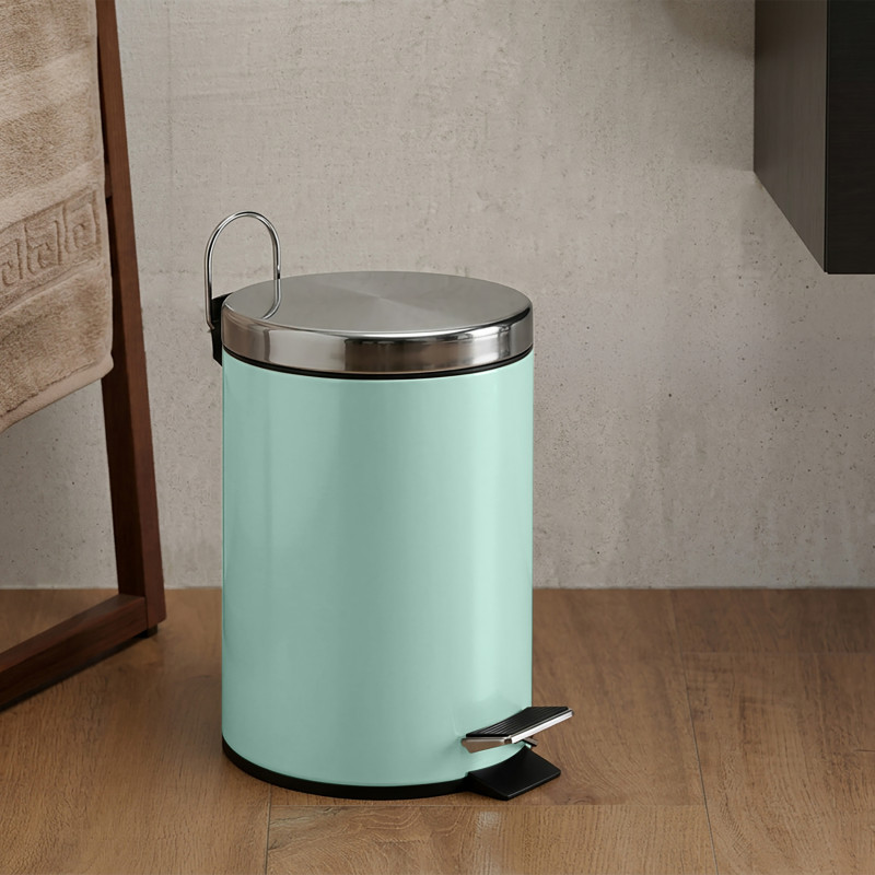 Papelera con pedal de acero inoxidable 3L Verde pastel MSV