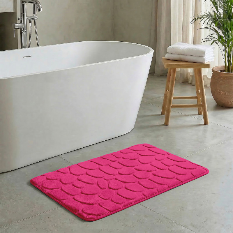 Microfiber bath mat PEBBLE 40x60cm Pink Fuschia MSV