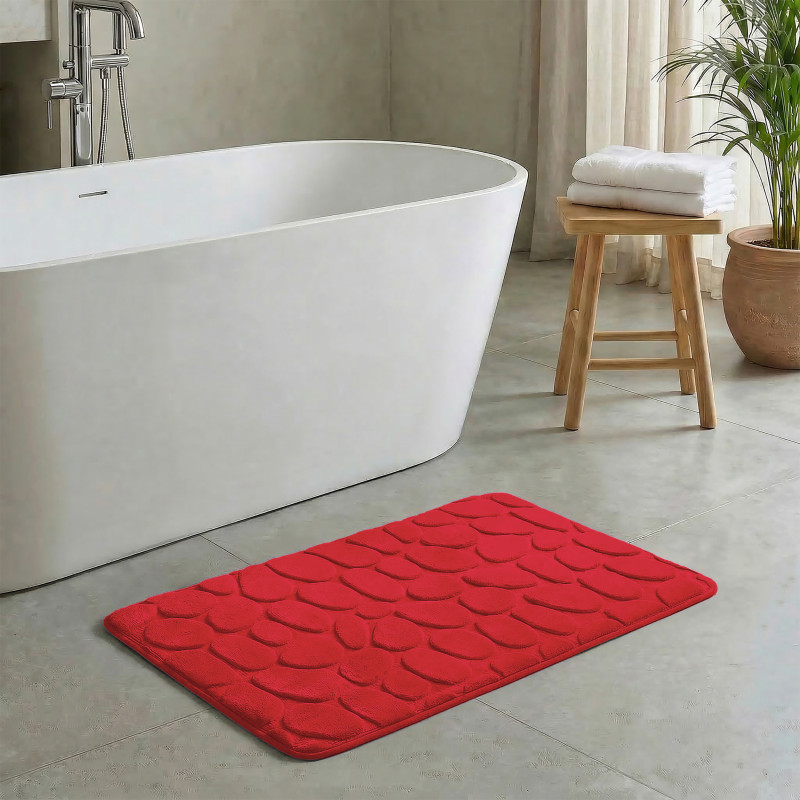 Tapis de bain Microfibre PEBBLE 40x60cm Rouge MSV