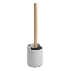 Toilet brush with polyresin & wood holder SYBELLA white Spirella
