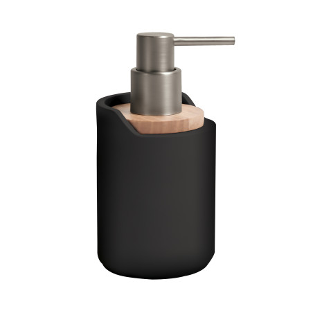 dispenser di sapone in poliresina e legno SYBELLA nero Spirella