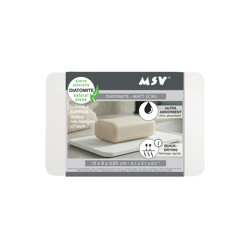 Porte-savon en diatomite écru 13 x 8 cm – Absorbant et séchage rapide