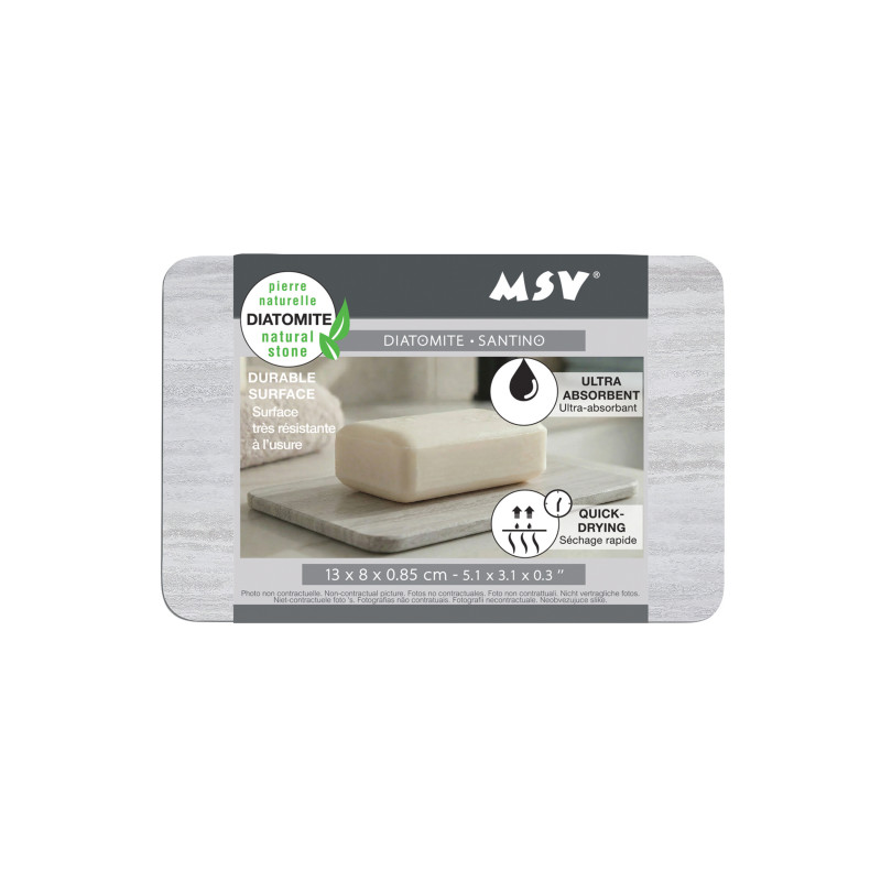 Porte-savon SANTINO en diatomite motif travertin 13 x 8 cm – Absorbant et séchage rapide