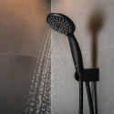 Set de Ducha de Mano Vicente Negro mate Ø80 mm con Soporte de Pared y Flexo PVC de 150 cm