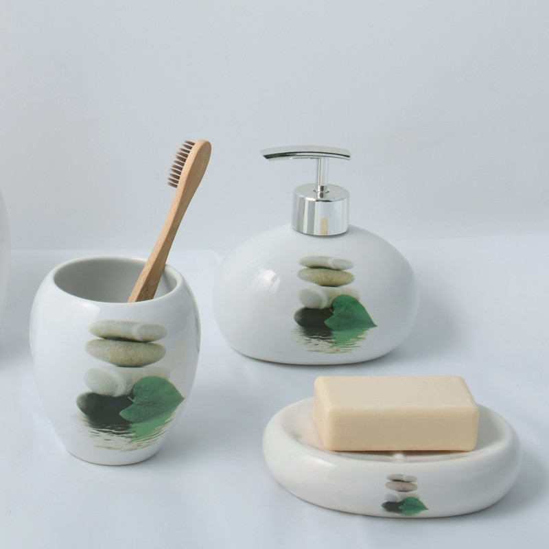 Set de 3 accesorios de baño Cerámica JAVA LINGGA Blanco MSV