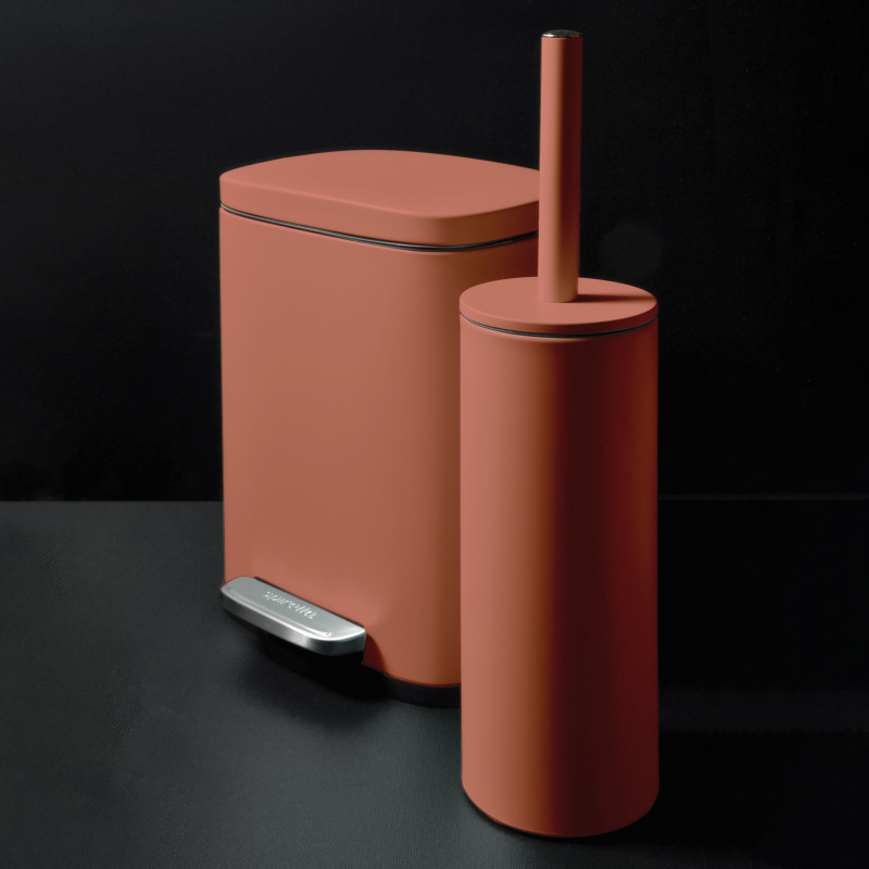 Set Poubelle à  pédale 5L & Brosse Wc AKIRA Terracotta mat Spirella