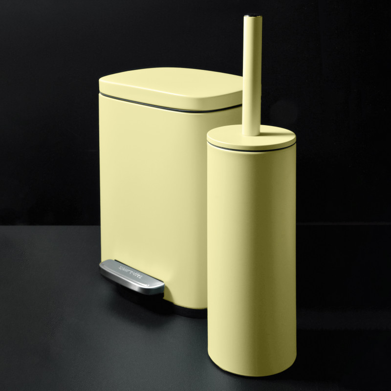 Set Poubelle à  pédale 5L & Brosse Wc AKIRA Jaune mat Spirella