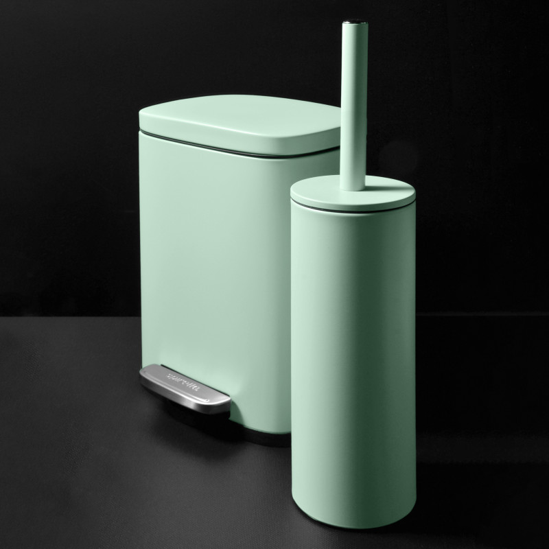 Spirella Set Poubelle à  pédale 5L & Brosse Wc AKIRA Vert Glacé Mat