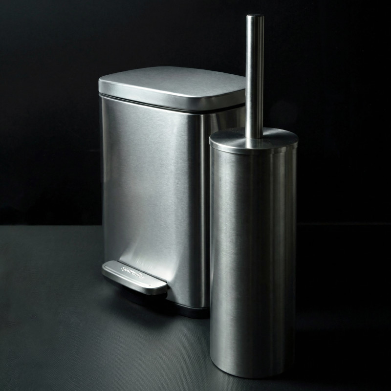 Set Poubelle à  pédale 5L & Brosse Wc AKIRA Inox Brossé Spirella