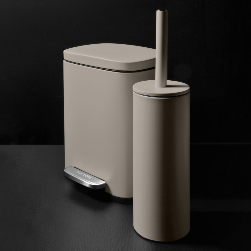 Set Poubelle à  pédale 5L & Brosse Wc AKIRA Taupe mat Spirella