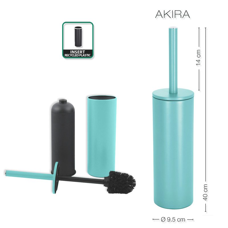 Set Poubelle à  pédale 5L & Brosse Wc AKIRA Turquoise mat Spirella