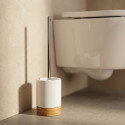 Scopino per WC con supporto in ceramica e bambù TALLINN Bianco MSV