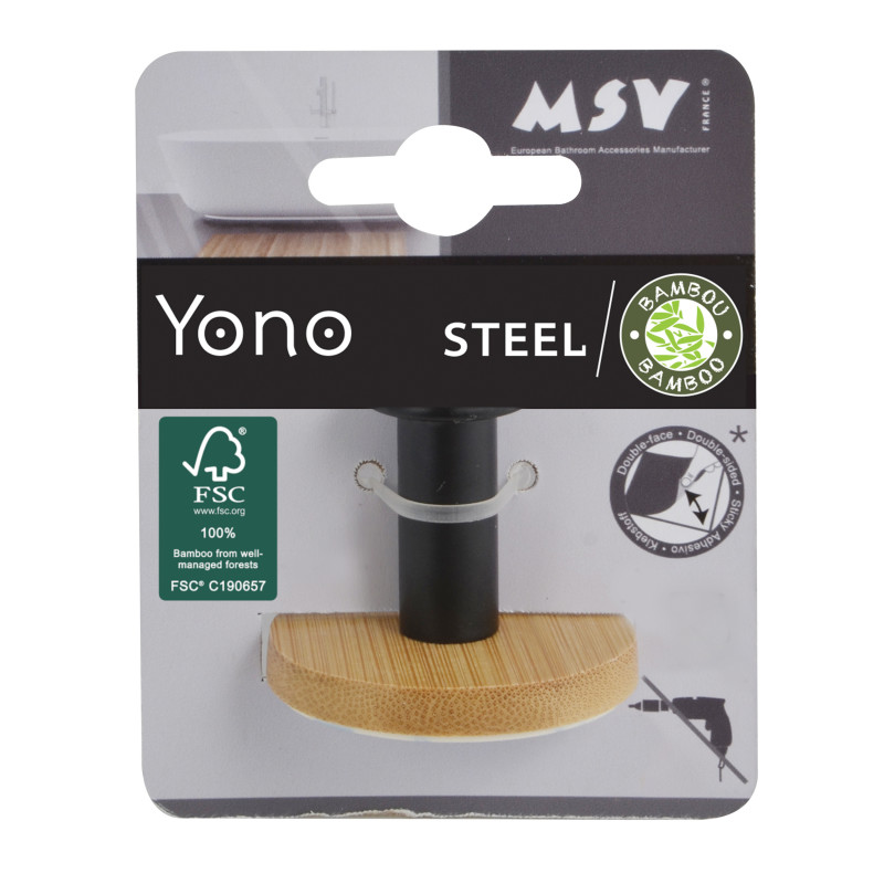 Crochet mural YONO Bambou & Noir mat MSV