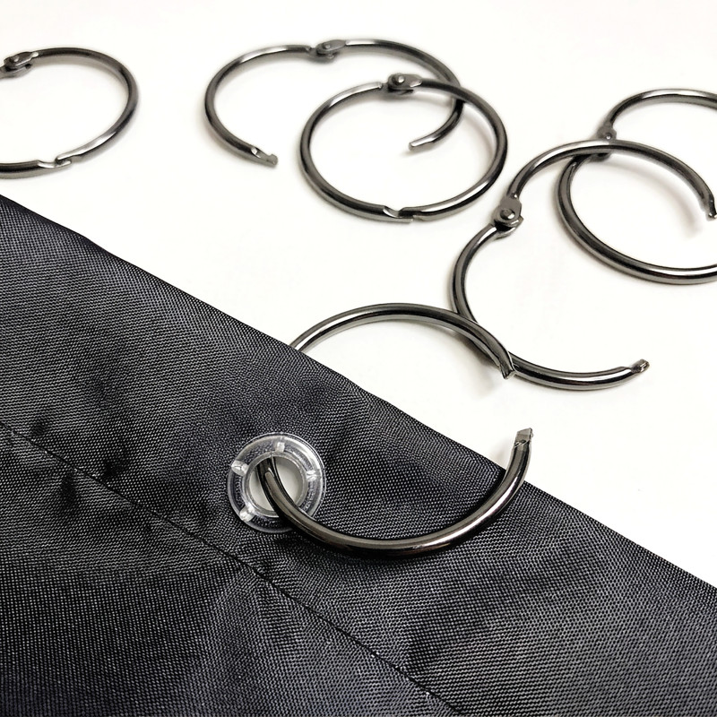 Set di 12 anelli per tende da doccia RINGO SMALL Nero Titan Spirella