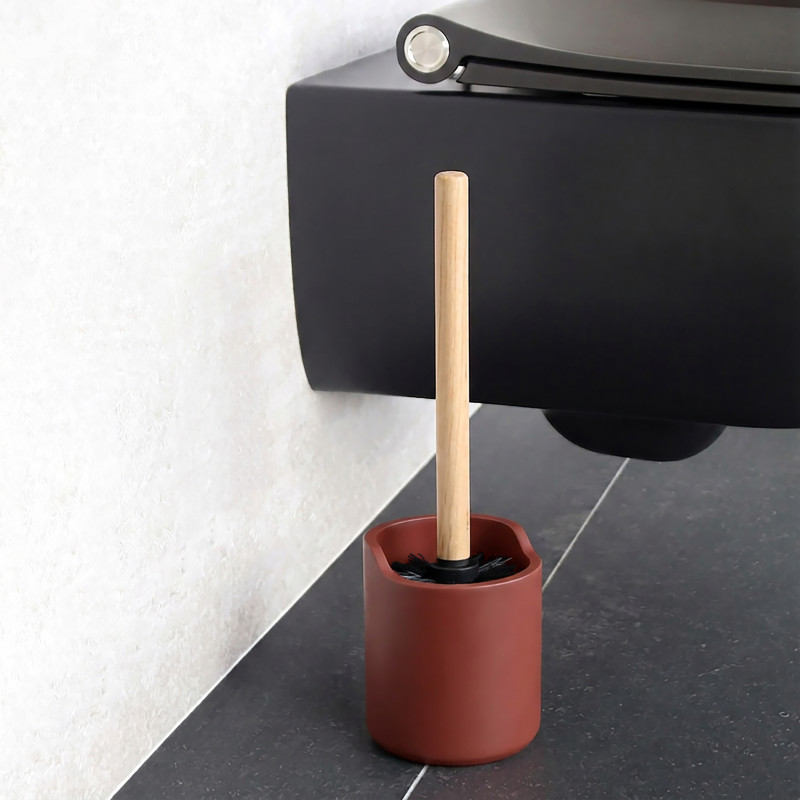Toilet brush with polyresin & wood holder SYBELLA berry Spirella