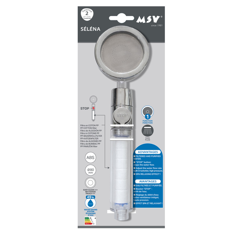 Séléna – Pommeau de douche filtrant haute pression