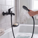 Flexible de douche inox NÉO 1,80 m – Anti-torsion – Connexion universelle F 1/2 – Certification ACS – Noir Ø 14 mm