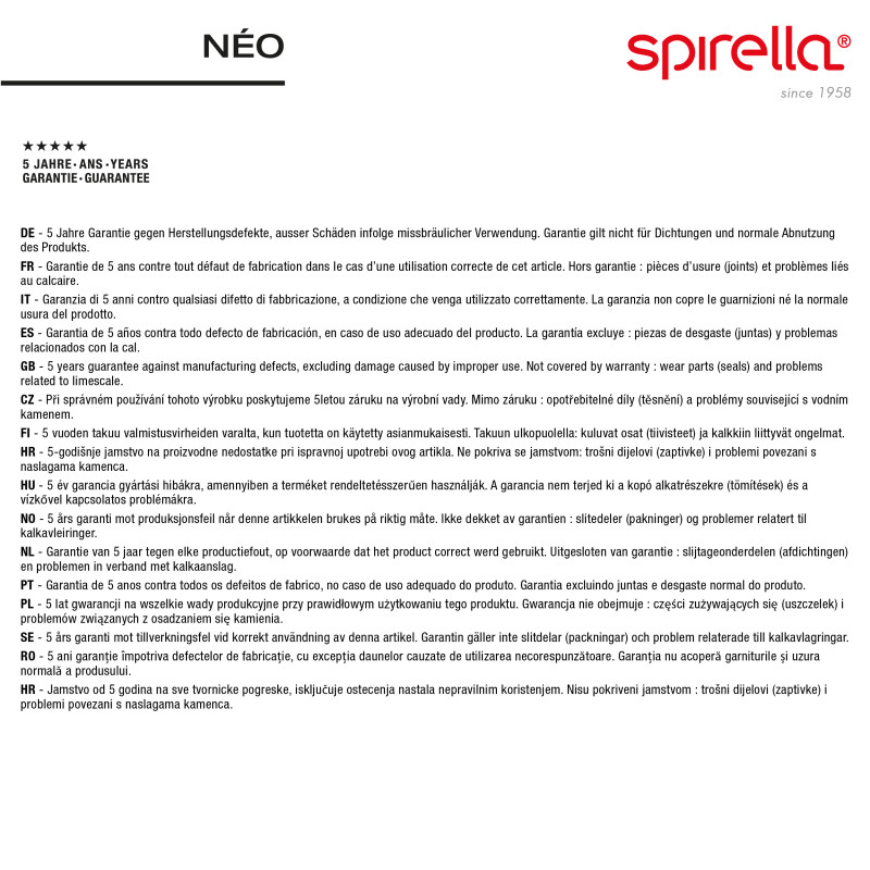 Flexible de douche inox NÉO 1,80 m – Anti-torsion – Connexion universelle F 1/2 – Certification ACS – Blanc Ø 14 mm