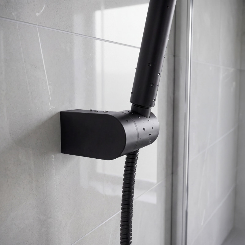 Support mural orientable pour pommeau de douche noir matt – Réglable – Olga ABS