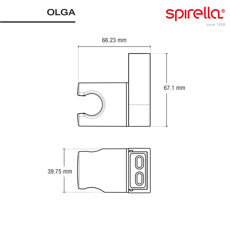 Support mural orientable pour pommeau de douche chromé – Réglable – Olga ABS