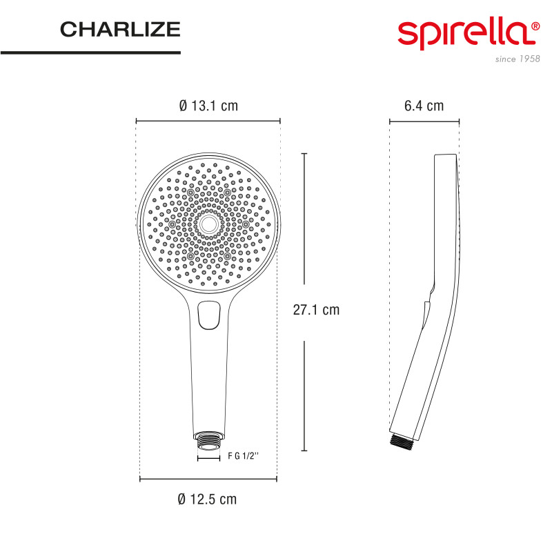 Pommeau de douche en ABS Charlize Blanc Matt Spirella