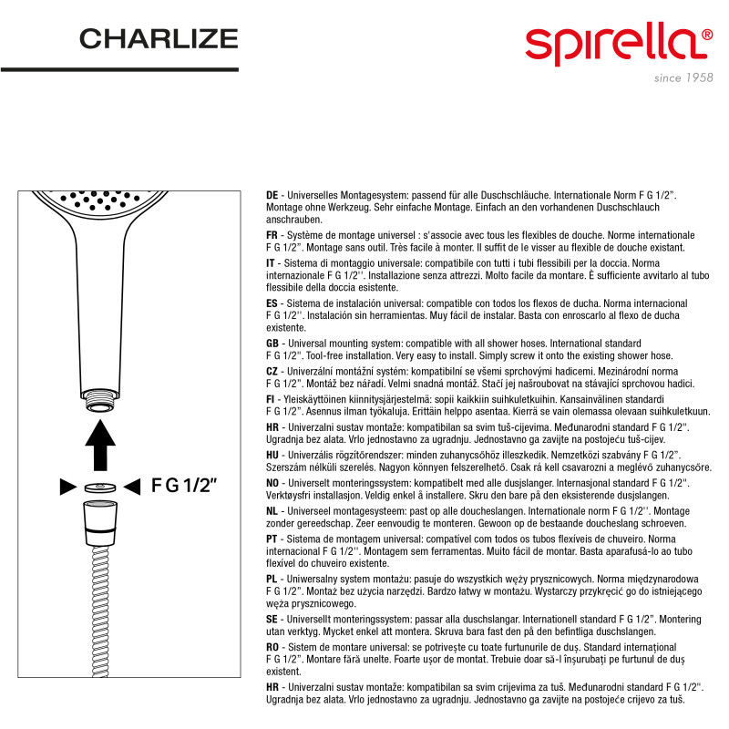 Pommeau de douche en ABS Charlize Spirella