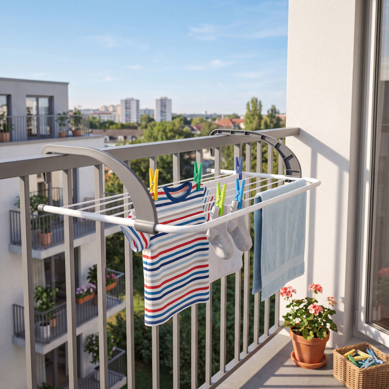Balcony drying rack 5M Steel White & Black MSV