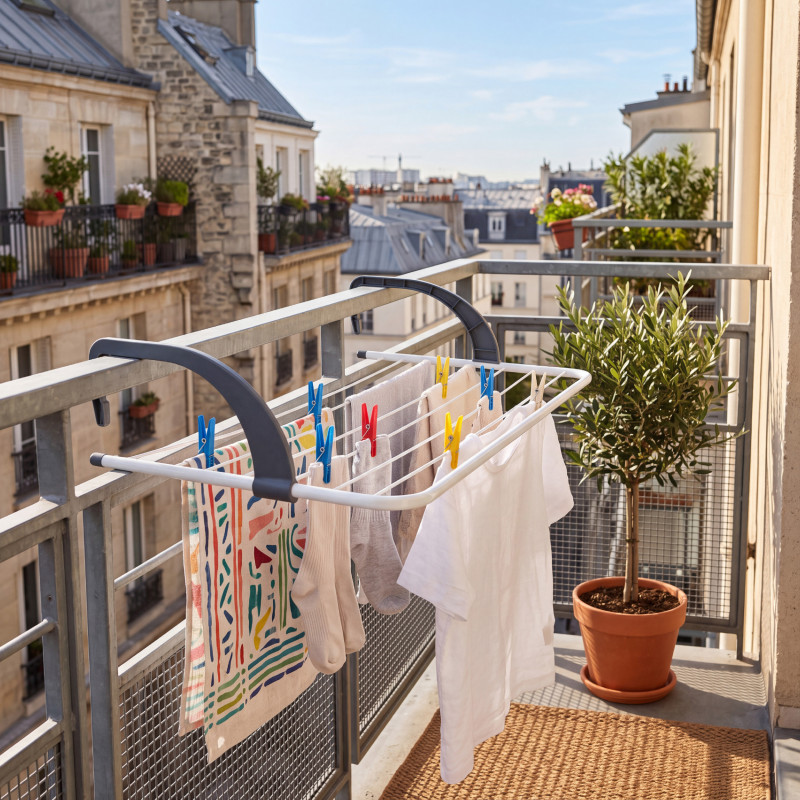 Balkon-Wäscheständer 7M Stahl Weiß & Schwarz MSV