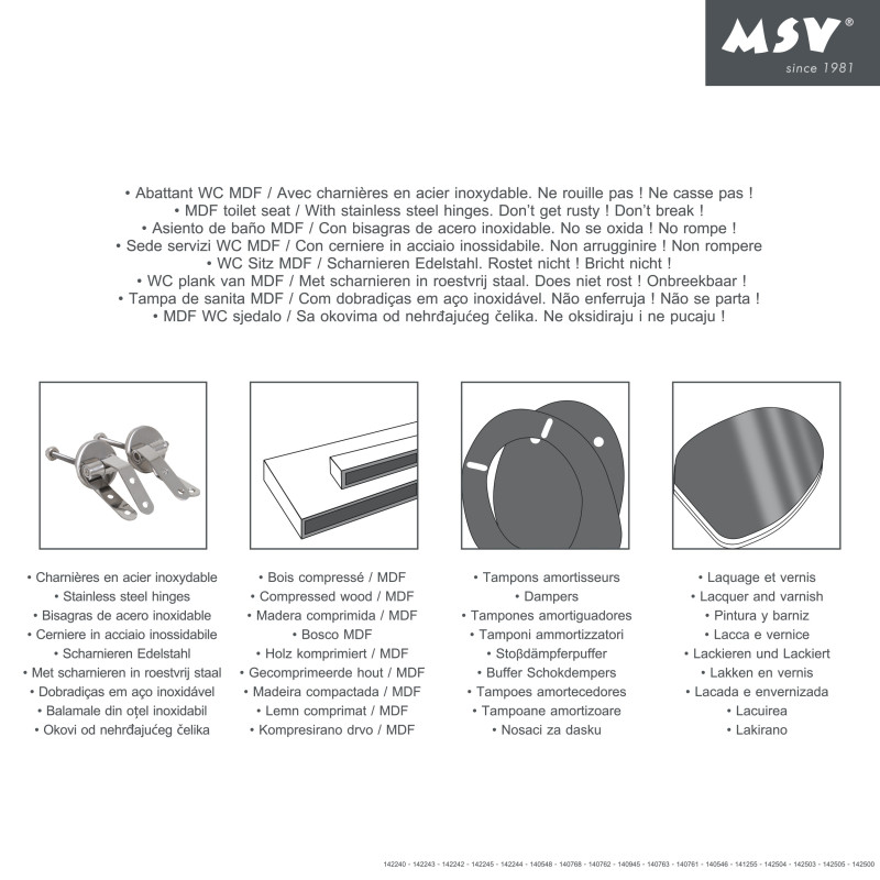 MSV WC-Sitz MDF ANGEL Blau - Edelstahlscharniere