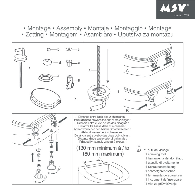 Abattant wc MDF SORENZA - Charnières Inox MSV