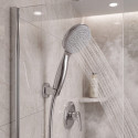 Pommeau de douche Nino Ø80 mm – Chrome / Gris TPR – Jet pluie économique