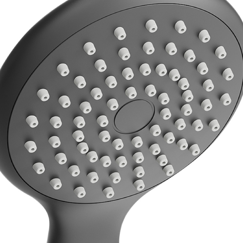 Set de Ducha de Mano Vicente Negro mate Ø80 mm con Soporte de Pared y Flexo PVC de 150 cm