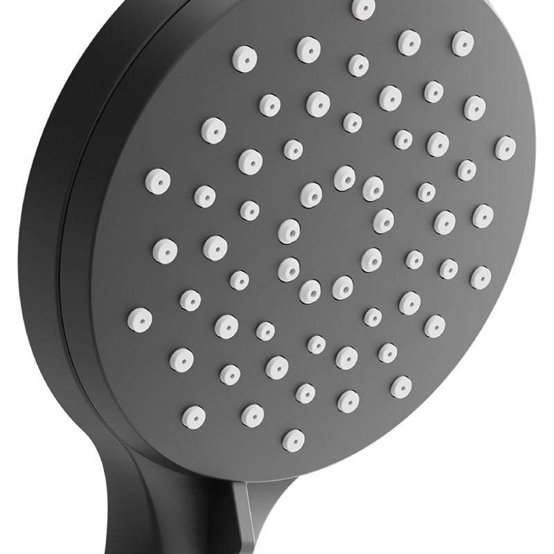 Pommeau de douche MSV Isao Ø 100 mm avec flexible 150 cm – 3 fonctions – Économie d'eau 69 % – Noir matt