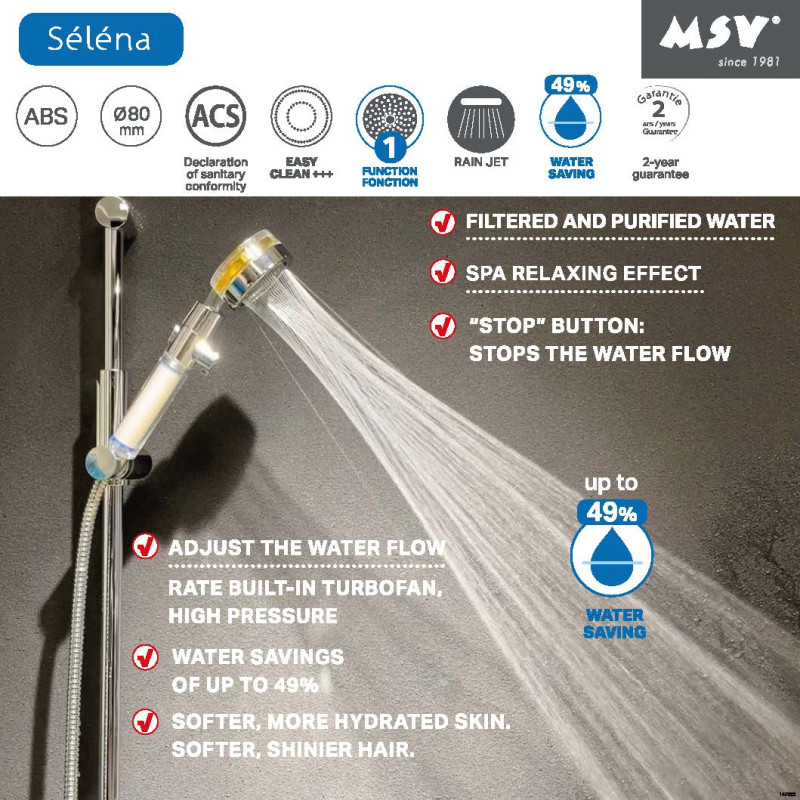 Séléna – Pommeau de douche filtrant haute pression