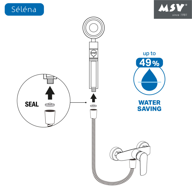 Séléna – Pommeau de douche filtrant haute pression