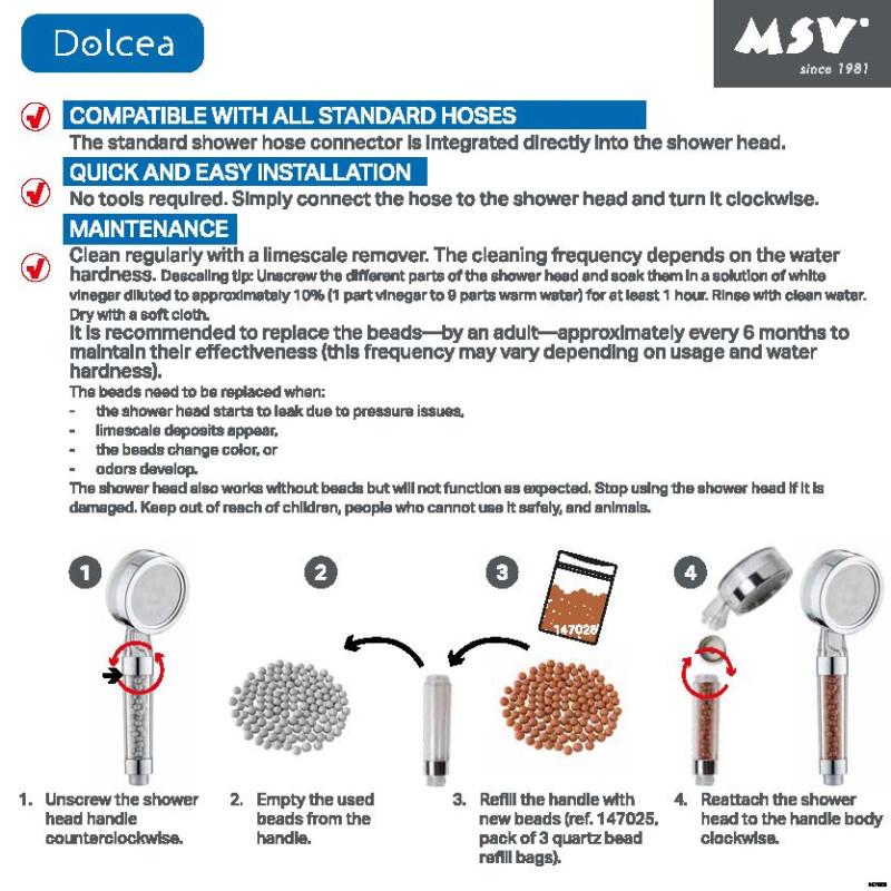 Dolcea – Pommeau de douche filtrant haute pression