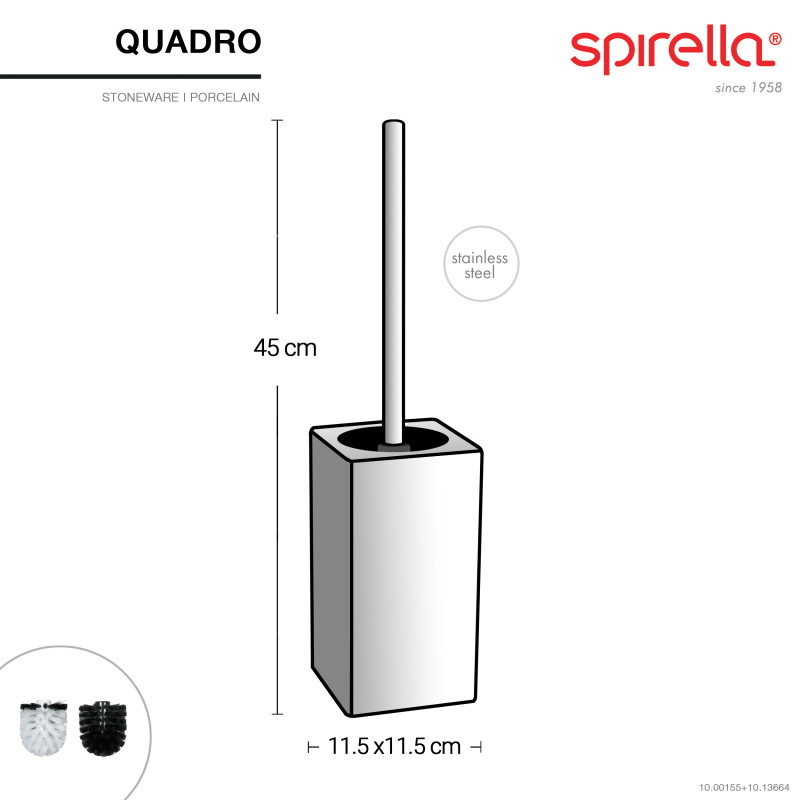 Scopino WC con supporto Porcellana QUADRO Bianco Spirella
