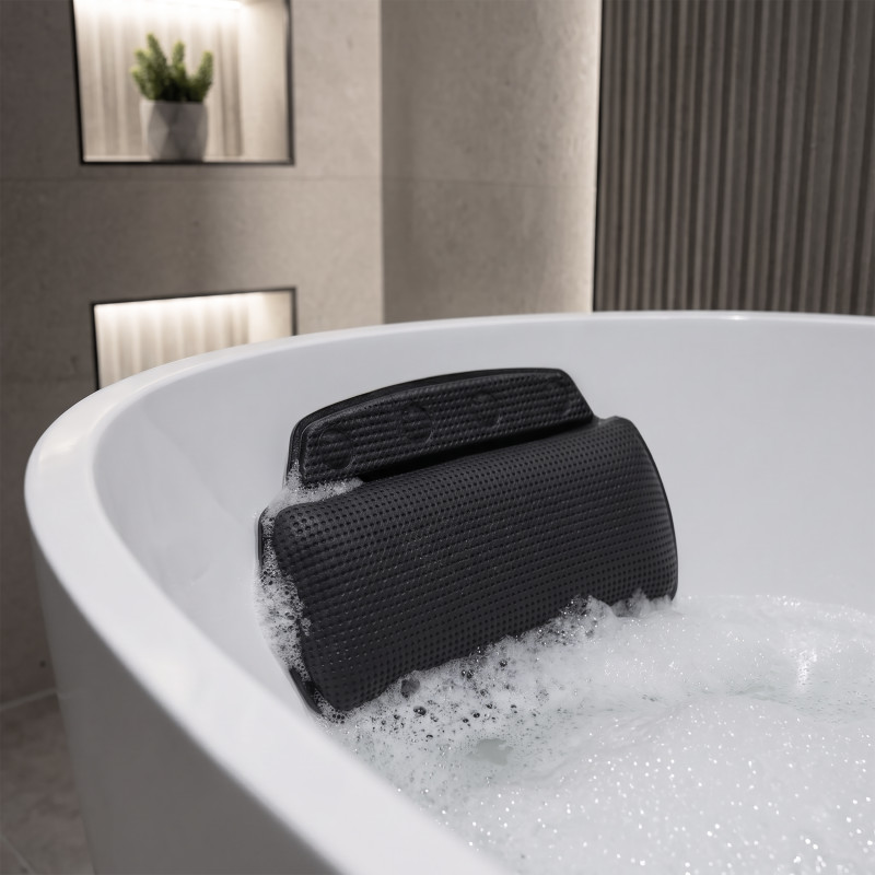 Cojín  cabeza de baño de PVC ALASKA 32x23cm Negro Spirella