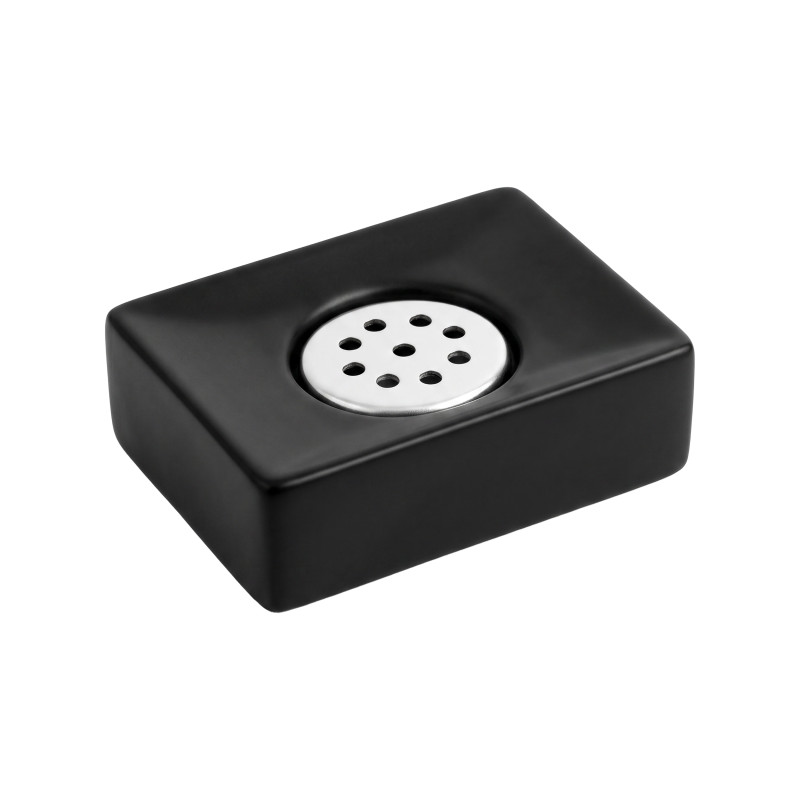 Porte savon Céramique QUADRO MATT Noir mat Spirella