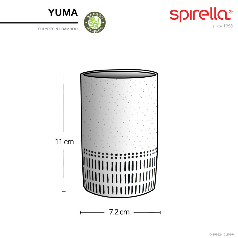 Vaso de poliresina y bambú YUMA Blanco y negro Spirella