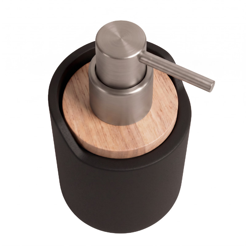 dispenser di sapone in poliresina e legno SYBELLA nero Spirella