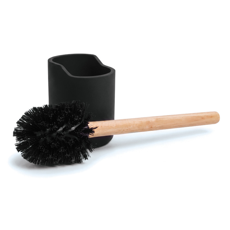 Toilet brush with polyresin & wood holder SYBELLA black Spirella