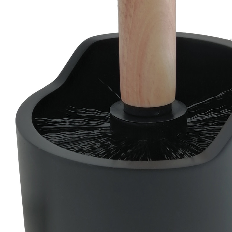 Toilet brush with polyresin & wood holder SYBELLA black Spirella